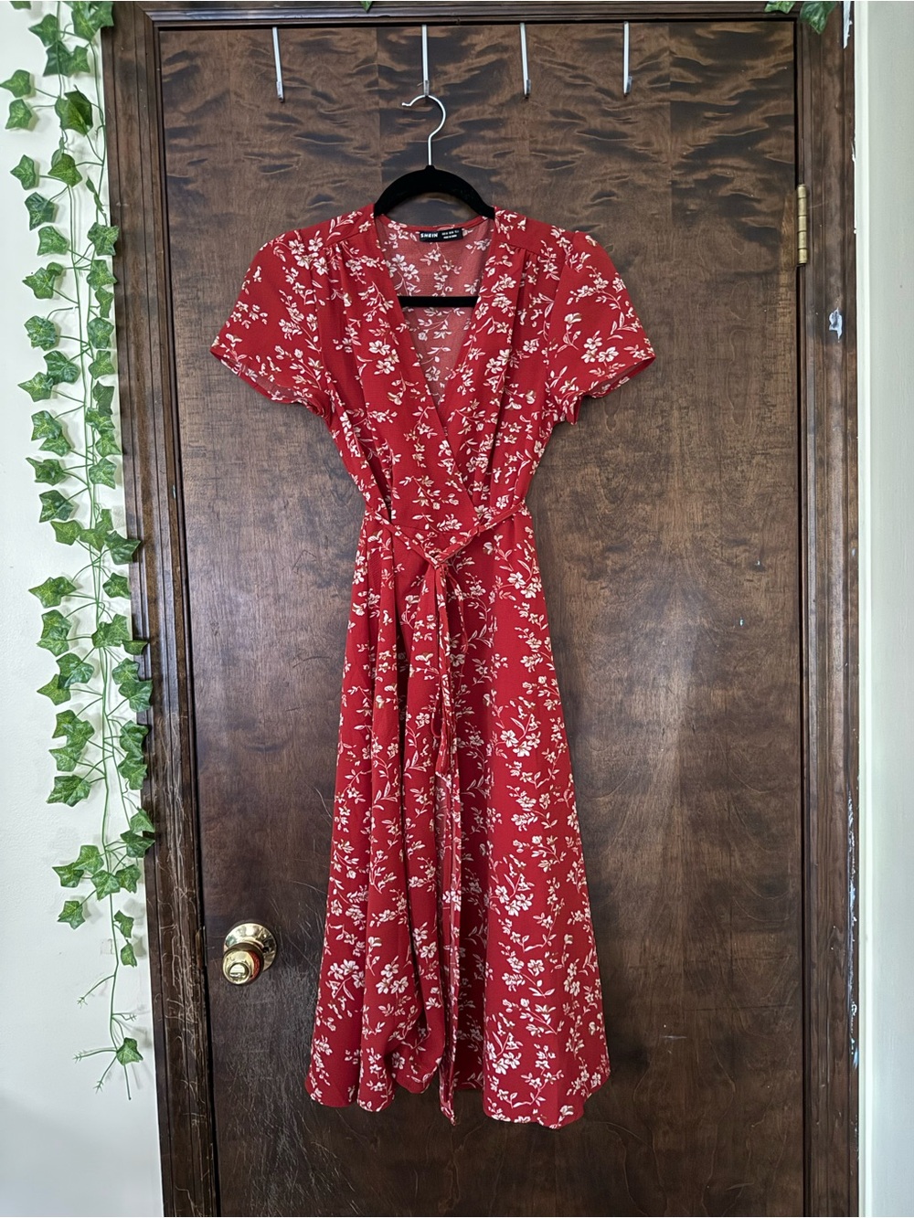 Red Floral Wrap Dress - Unbranded